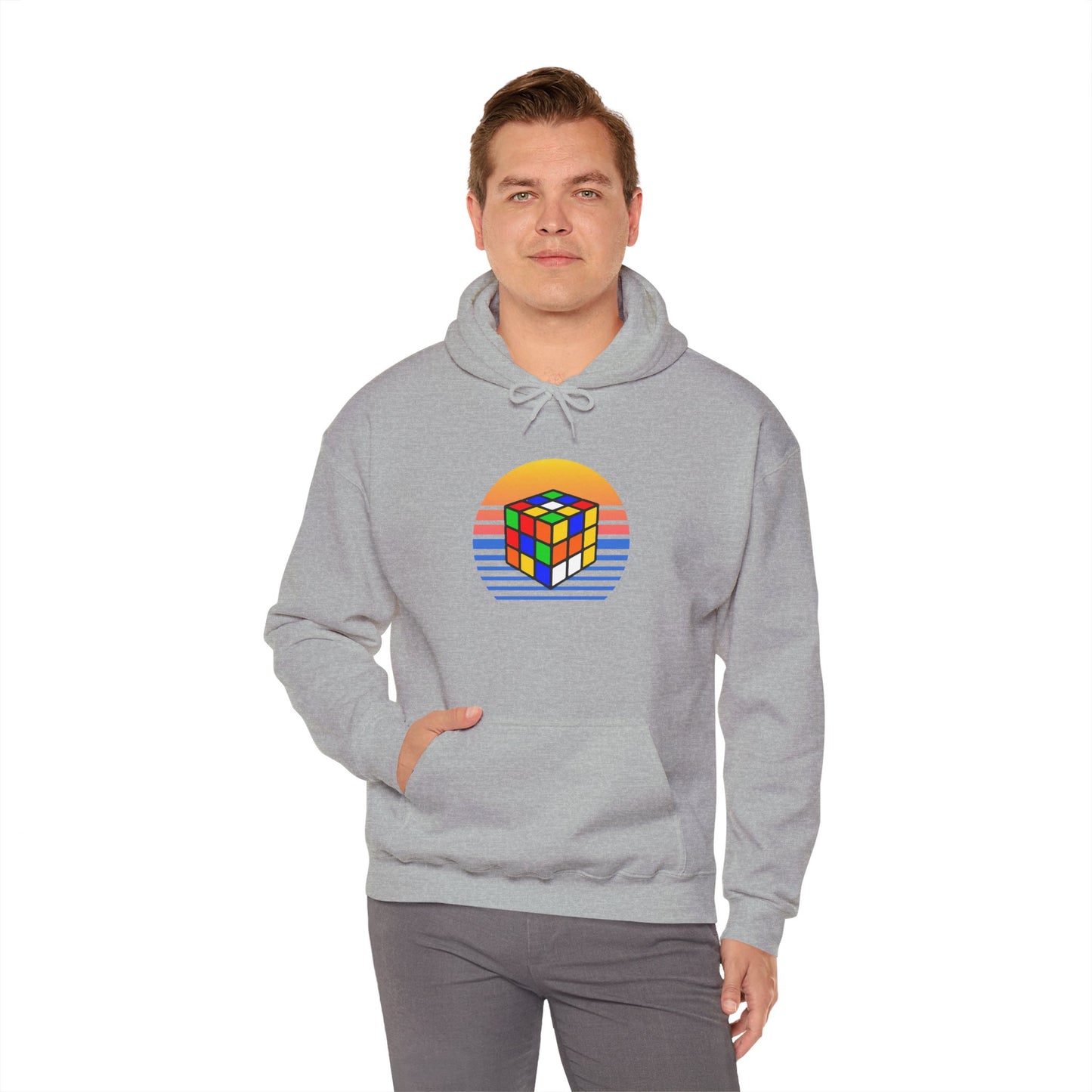 Rubik's Cube Shirt Sunset Solve Unisex Heavy Blend™ Hooded Sweatshirt| Fun Cubing Shirt