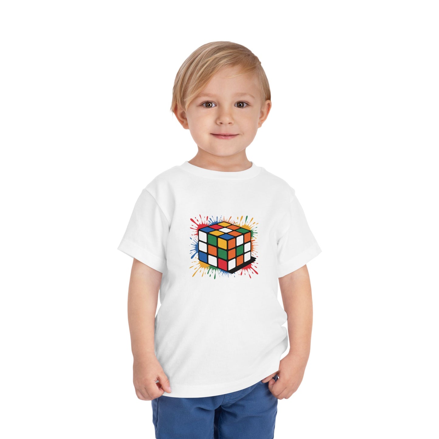 Scramble Splash  - Rubik's Cube Art Toddler Short Sleeve T-Shirt