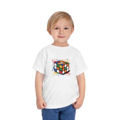 Scramble Splash  - Rubik's Cube Art Toddler Short Sleeve T-Shirt
