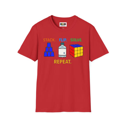 Flip Stack Solve Repeat Unisex Graphic Softstyle T-Shirt