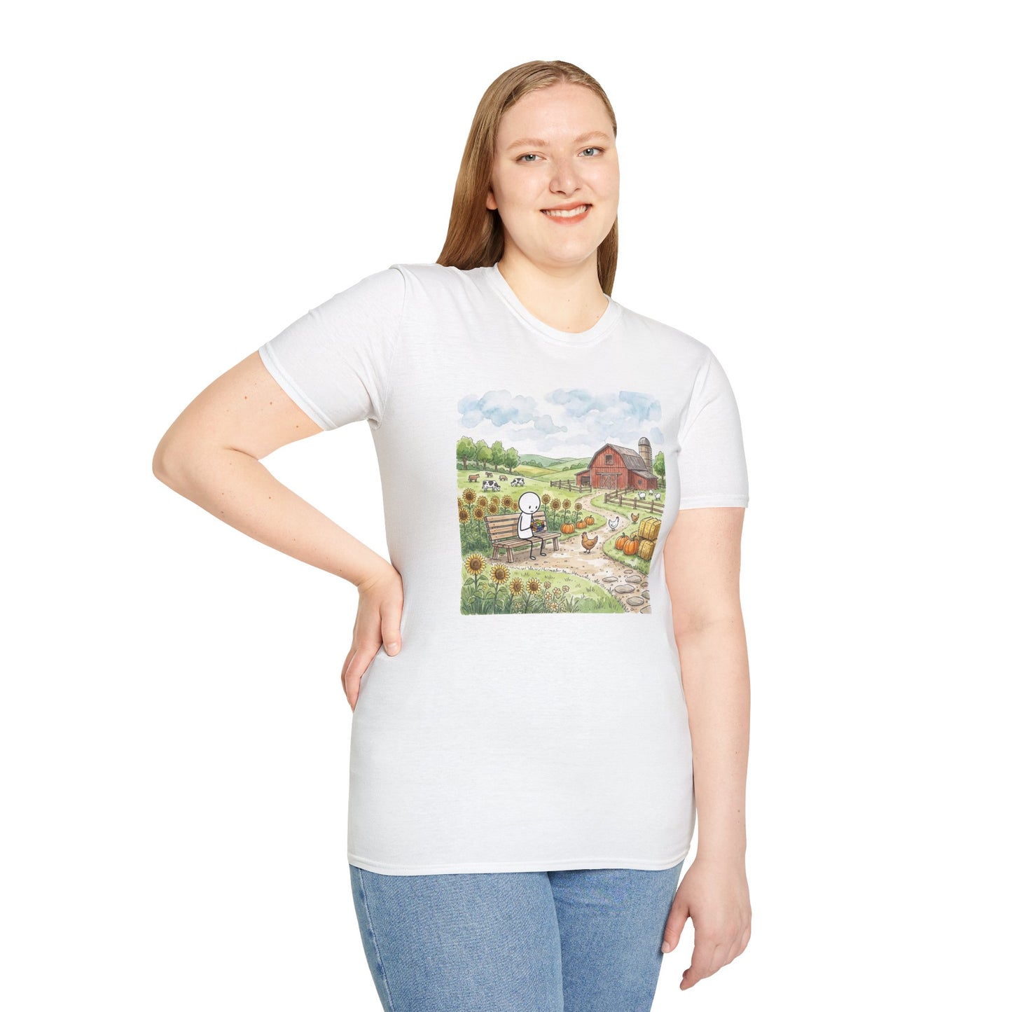 Farm Watercolor Unisex Graphic Softstyle T-Shirt