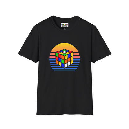 Rubik's Cube Shirt Sunset Solve Unisex Graphic Softstyle T-Shirt| Fun Cubing Shirt