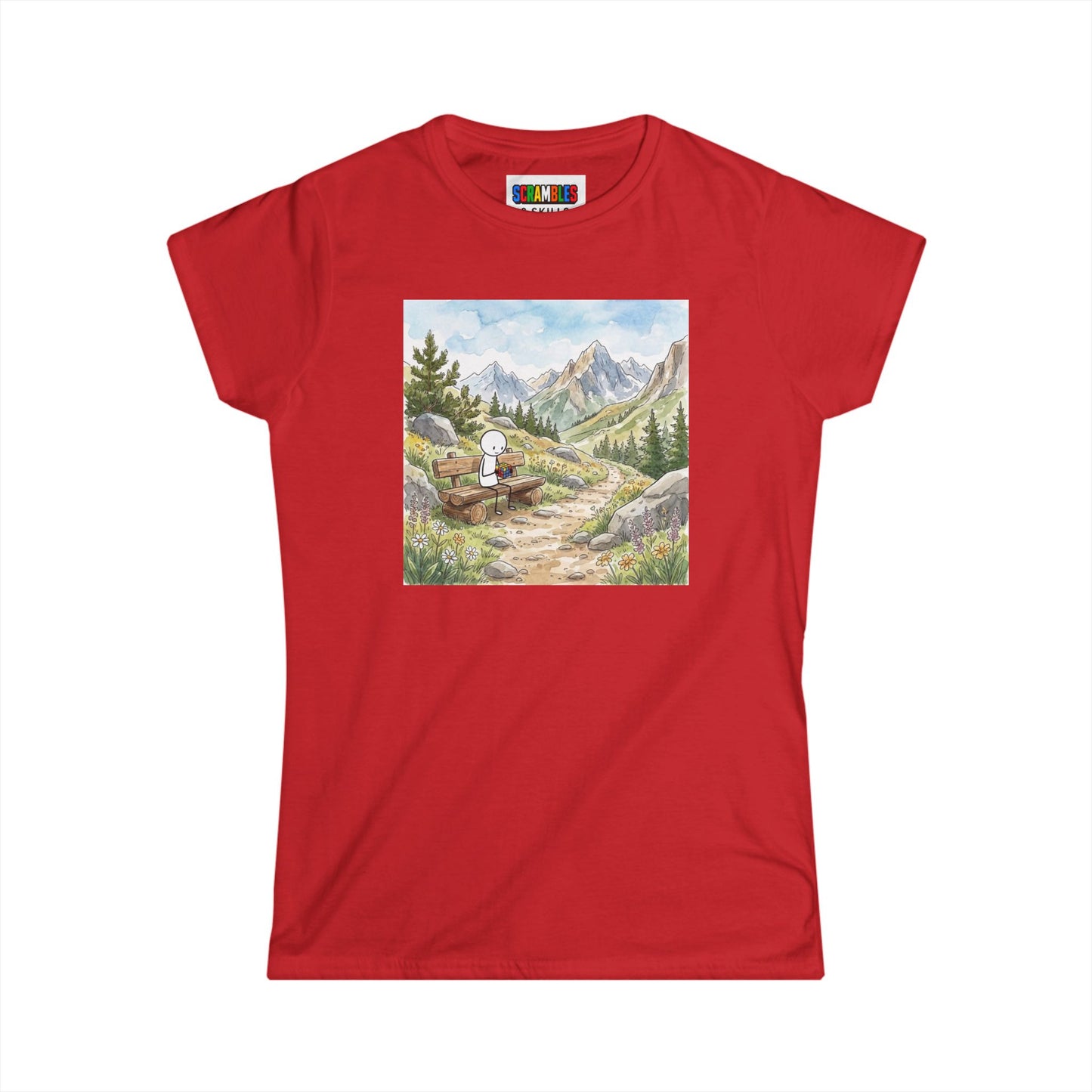 Mountain Watercolor -Rubik's Cube Art  Women's Softstyle T-Shirt