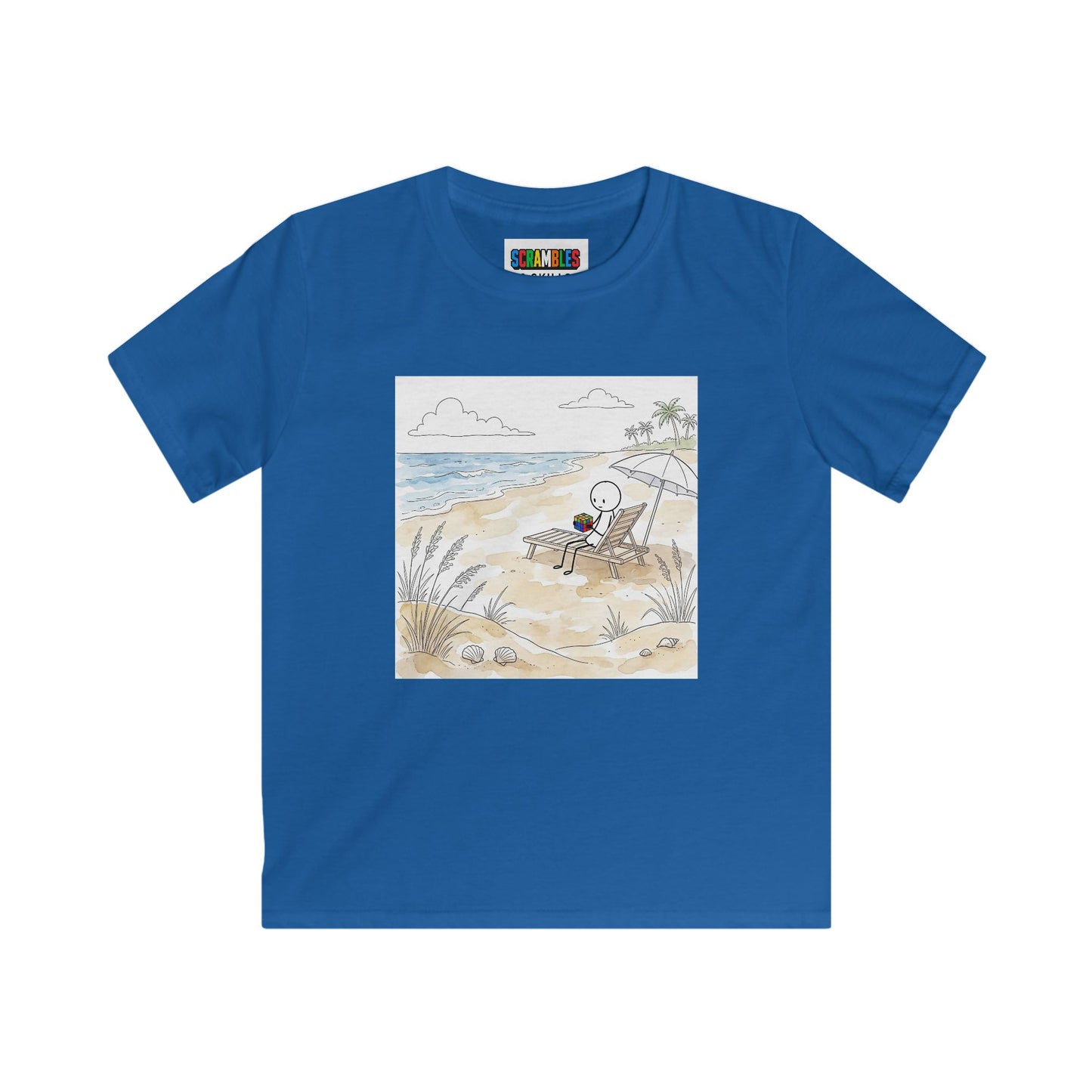 Beach Watercolor - Rubik's Cube Art  Kids Softstyle Tee