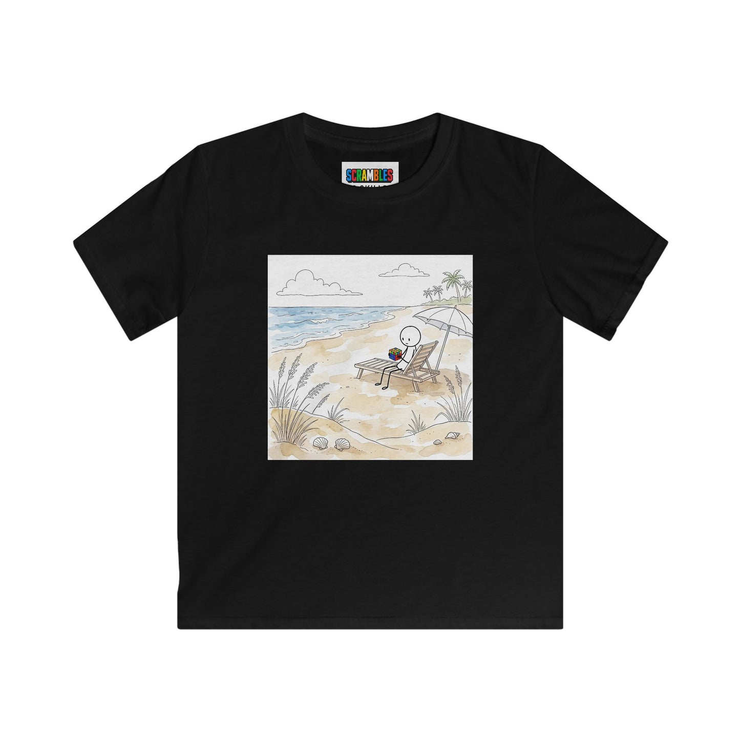 Beach Watercolor - Rubik's Cube Art  Kids Softstyle Tee