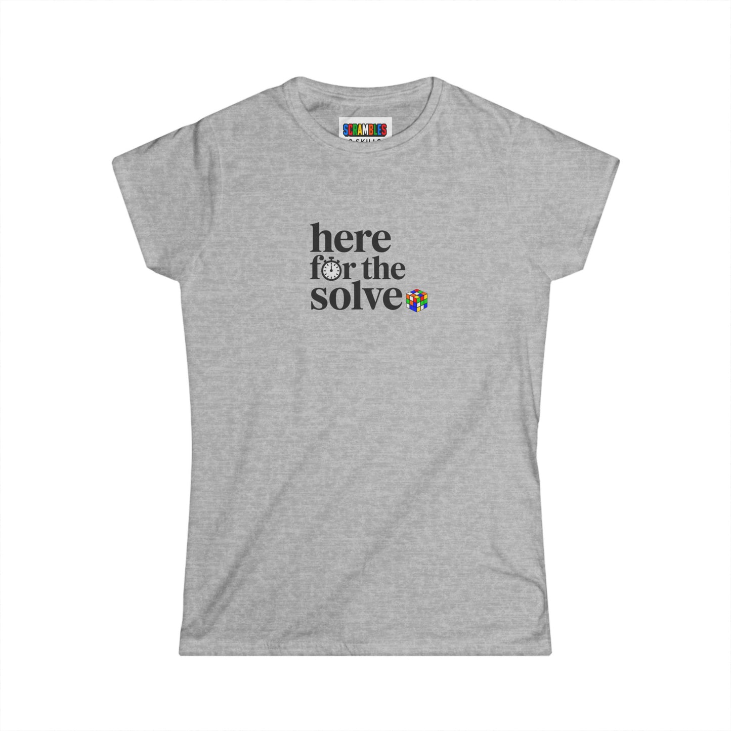 Here For The Solve - Rubik's Cube Art Women's Softstyle T-Shirt
