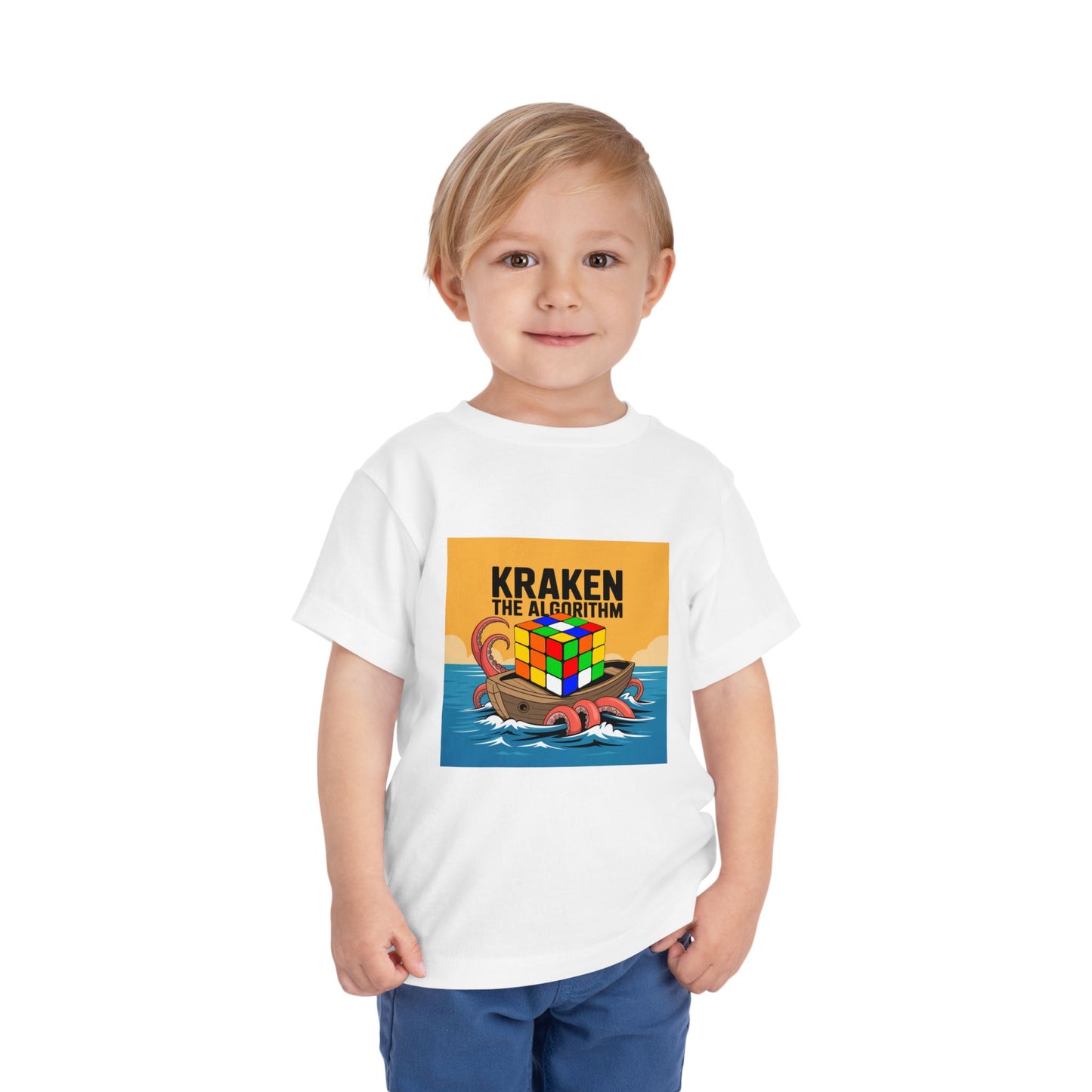Kraken The Algorithim - Rubiks Cube Toddler Short Sleeve T-Shirt