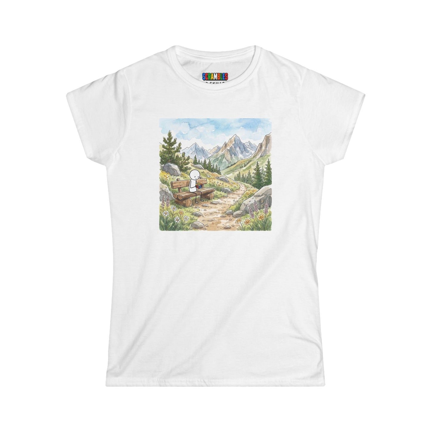 Mountain Watercolor -Rubik's Cube Art  Women's Softstyle T-Shirt