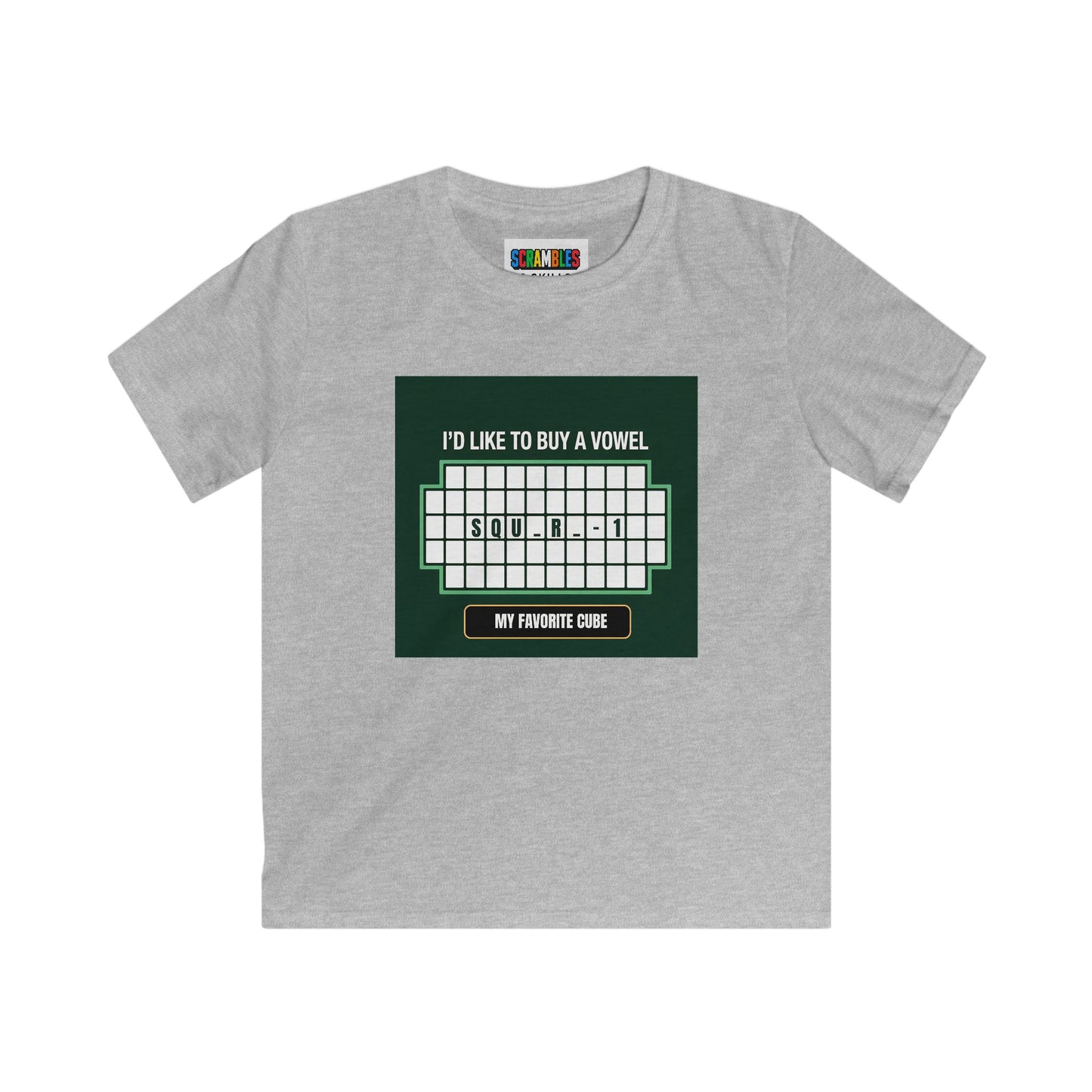 Square-1 - Vowel - Rubik's Cube Art  Kids Softstyle Tee