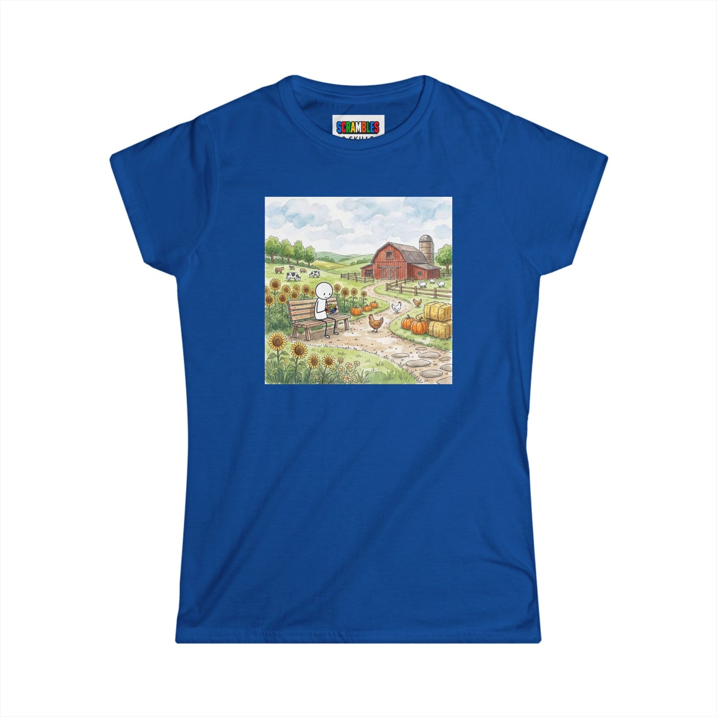 Farm Watercolor -Rubik's Cube Art  Women's Softstyle T-Shirt