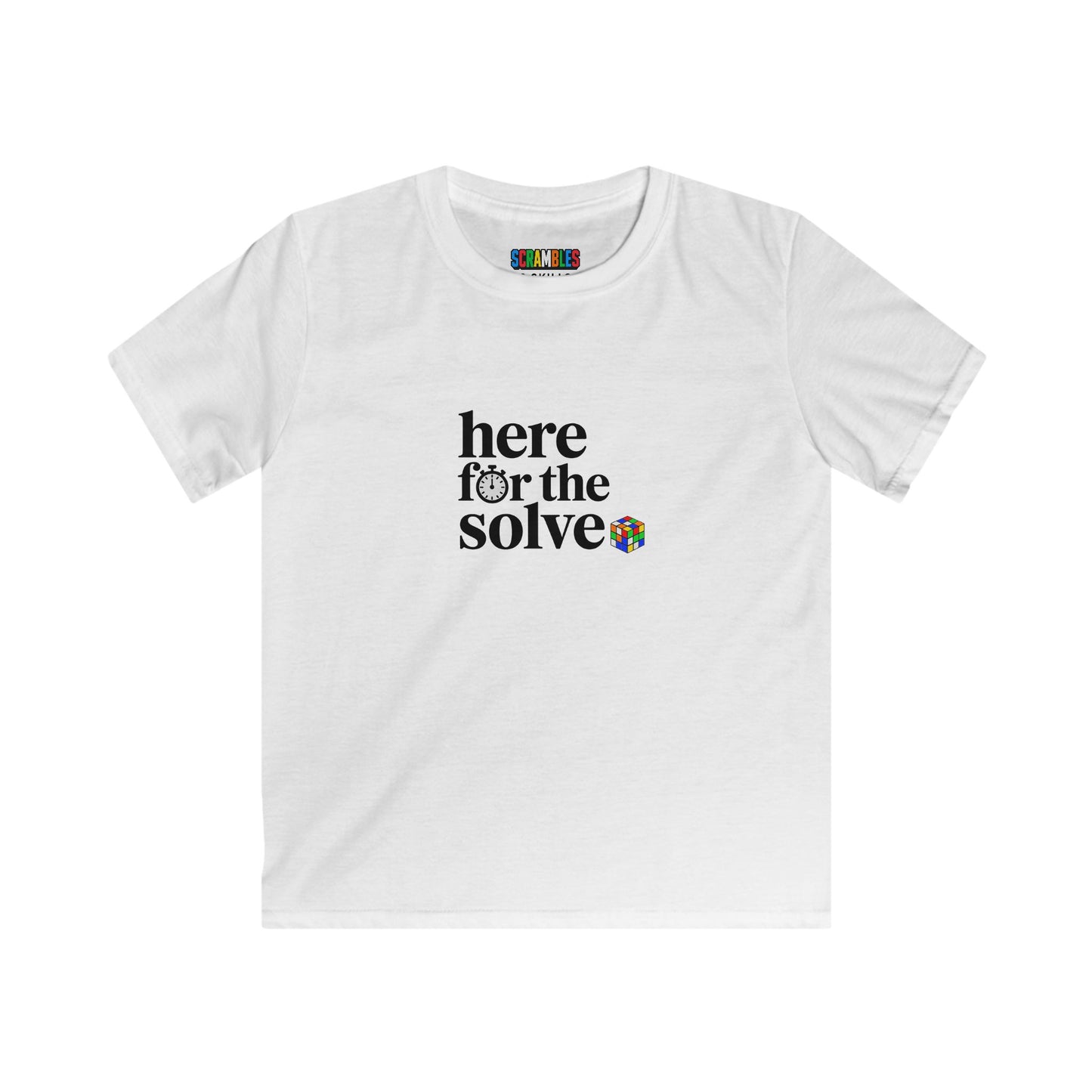Here For The Solve - Rubik's Cube Art  Kids Softstyle Tee