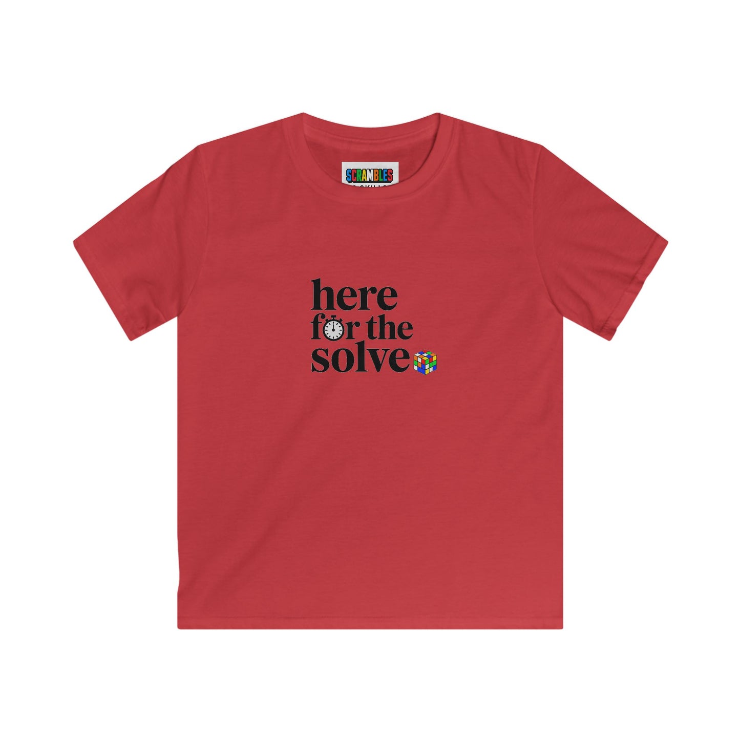 Here For The Solve - Rubik's Cube Art  Kids Softstyle Tee