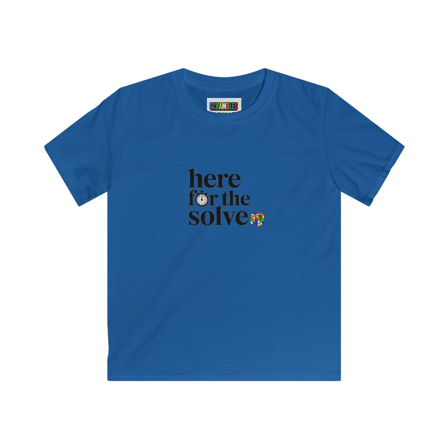 Here For The Solve - Rubik's Cube Art  Kids Softstyle Tee