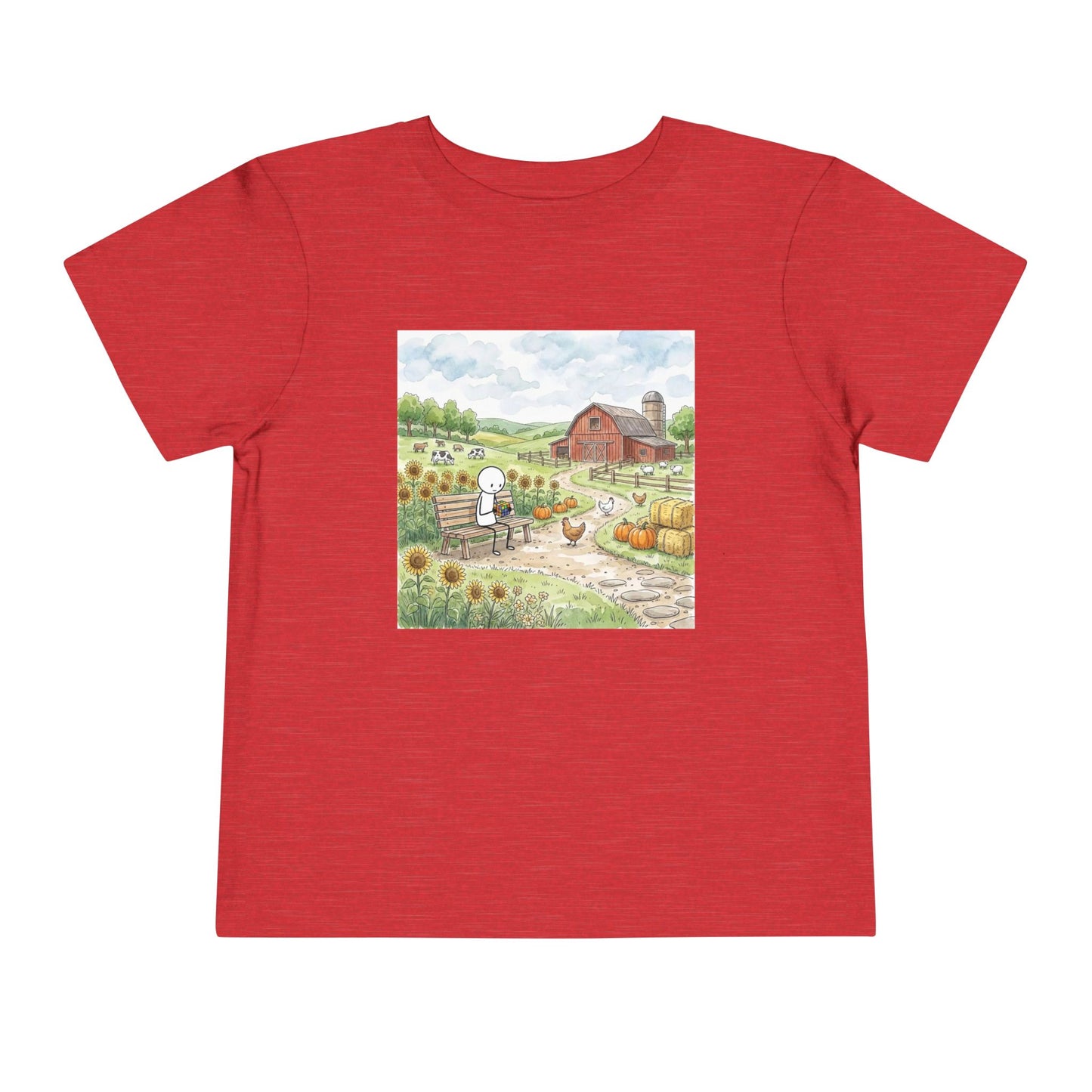 Farm Watercolor - Rubik's Cube Art  Toddler Short Sleeve T-Shirt