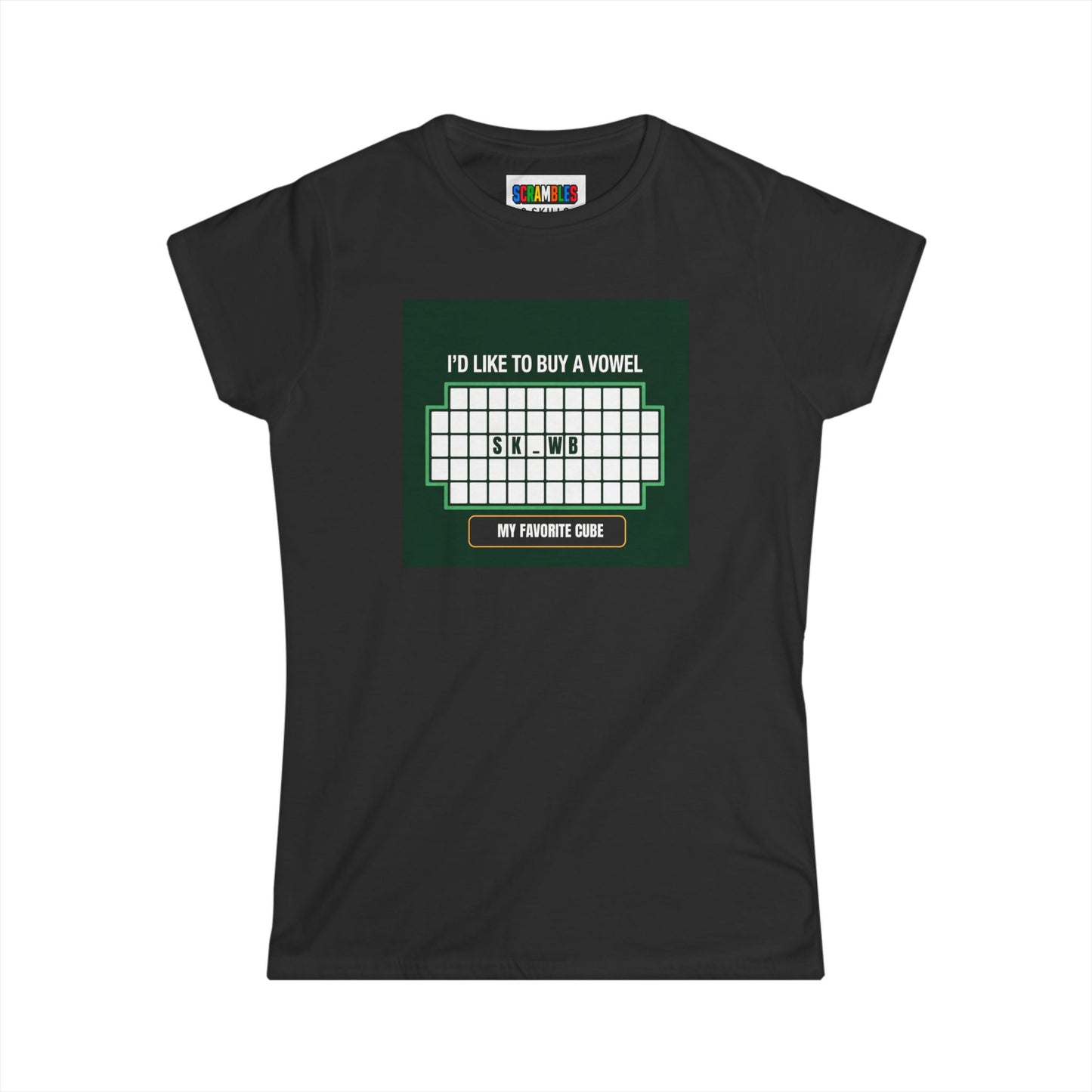 Skewb - Vowel  - Rubik's Cube Art Women's Softstyle T-Shirt