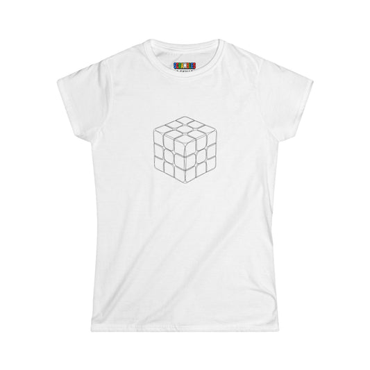 3x3 Doodle - Rubik's Cube Art  Women's Softstyle T-Shirt