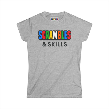 Scrambles & Skills - Rubik's Cube Art  Women's Softstyle T-Shirt