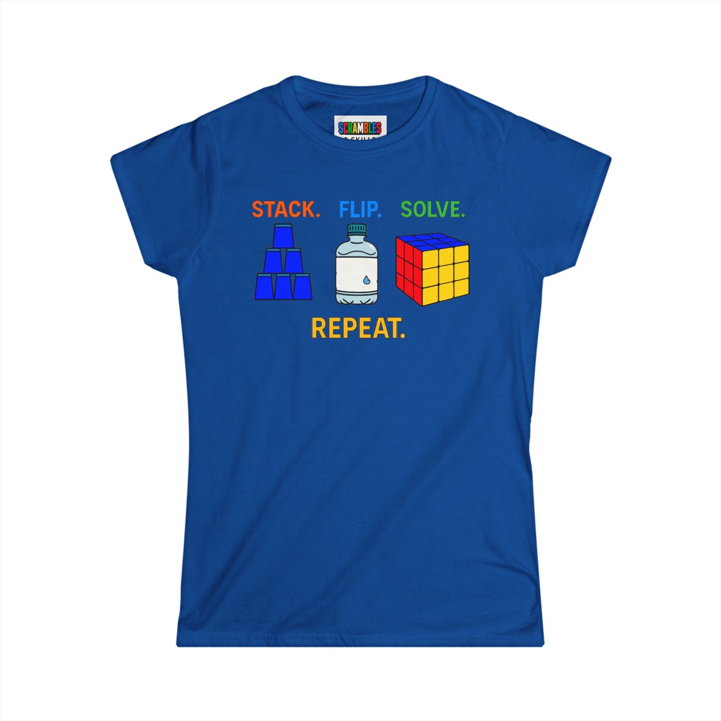 Flip Stack Solve Repeat - Rubik's Cube Art  Women's Softstyle T-Shirt