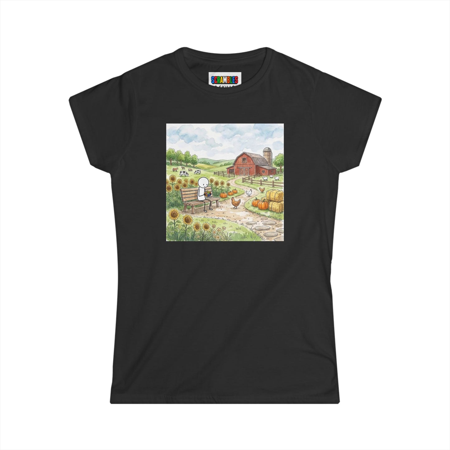 Farm Watercolor -Rubik's Cube Art  Women's Softstyle T-Shirt