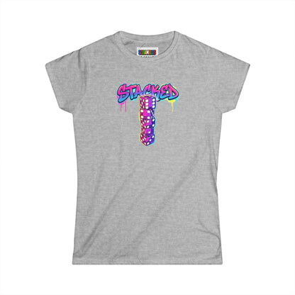 Stacked Dice Trick Shot Bottle Flip Art Women's Softstyle T-Shirt