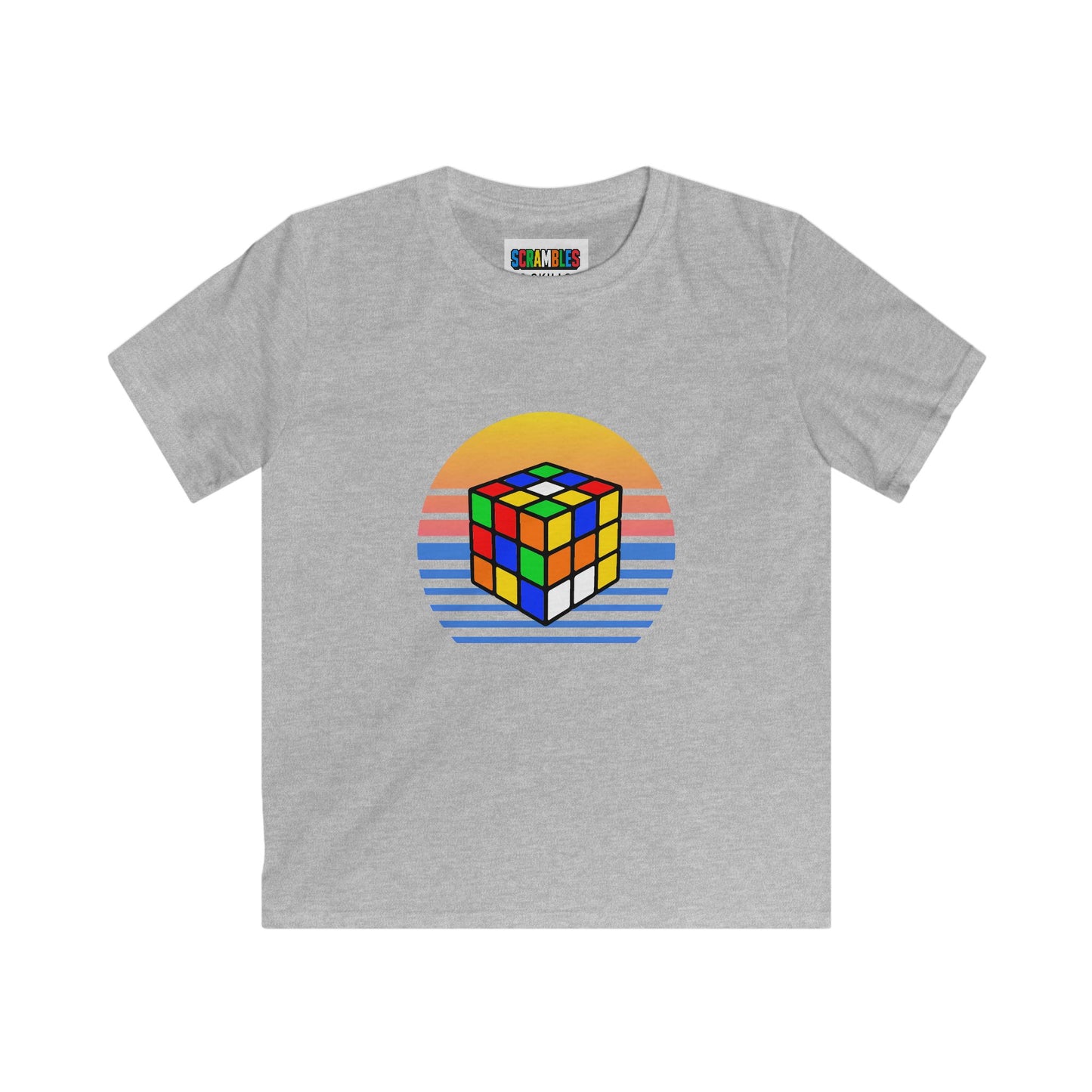 Rubik's Cube Shirt Sunset Solve Kids Softstyle Tee| Fun Cubing Shirt