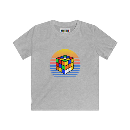 Rubik's Cube Shirt Sunset Solve Kids Softstyle Tee| Fun Cubing Shirt