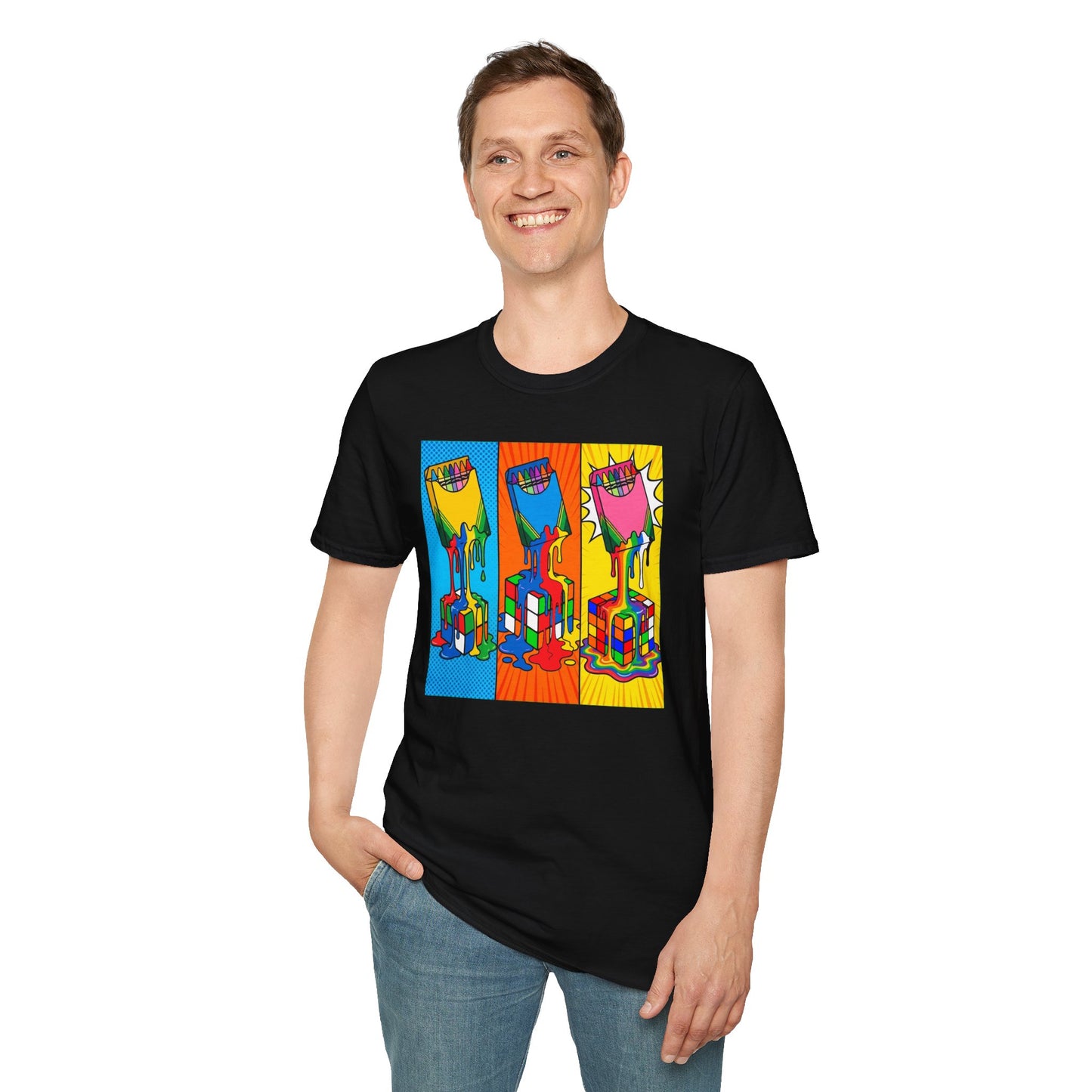 Rubik's Cube Shirt - Color Melt Unisex Graphic Softstyle T-Shirt| Fun Cubing Shirt