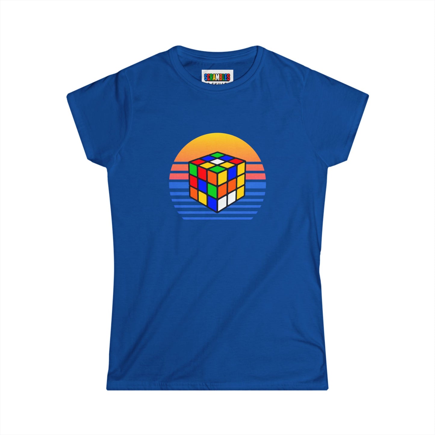 Rubik's Cube Shirt Sunset Solve Women's Softstyle T-Shirt| Fun Cubing Shirt