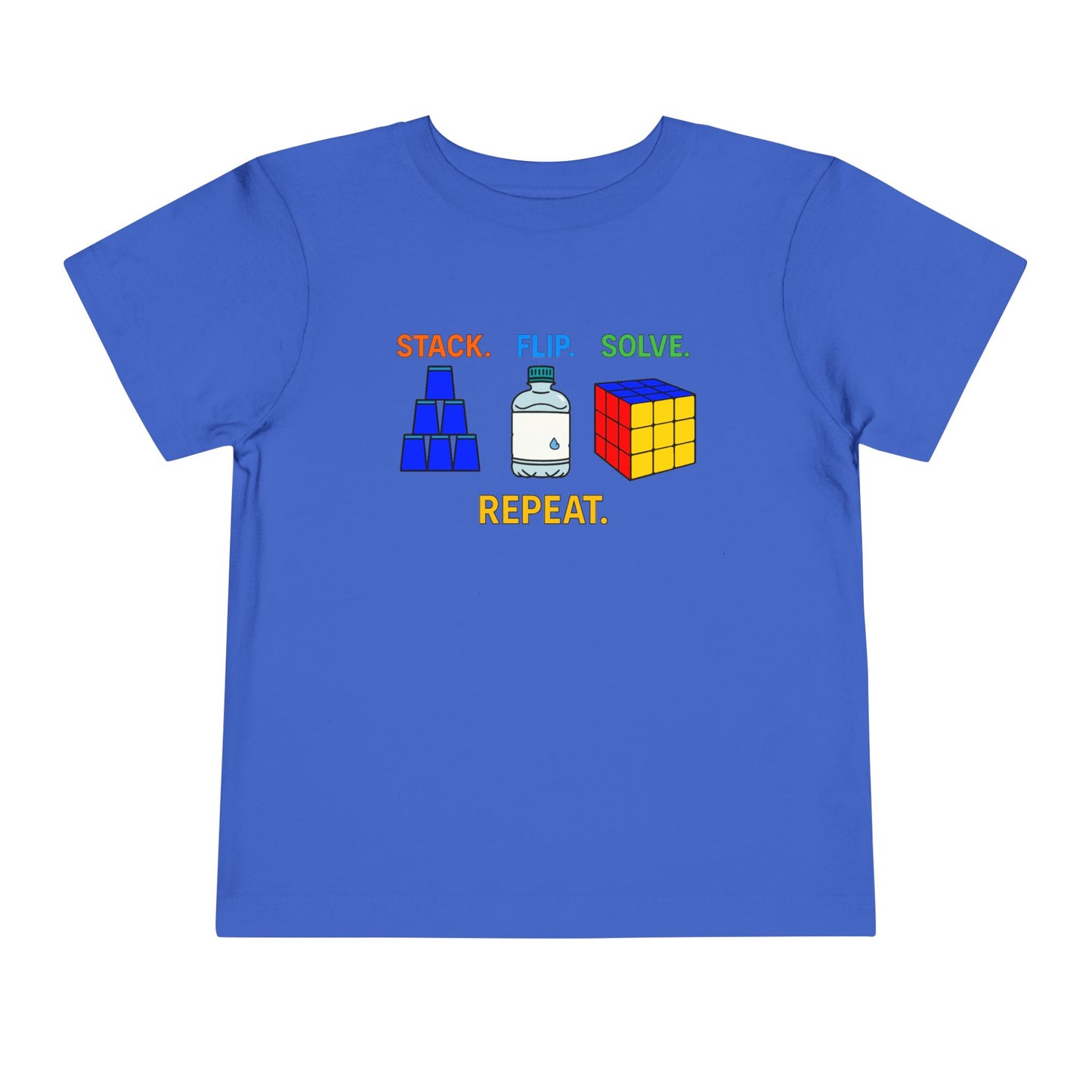 Stack Flip Solve Repeat - Rubik's Cube - Trick Shot Art  Toddler Short Sleeve T-Shirt