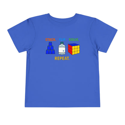 Stack Flip Solve Repeat - Rubik's Cube - Trick Shot Art  Toddler Short Sleeve T-Shirt