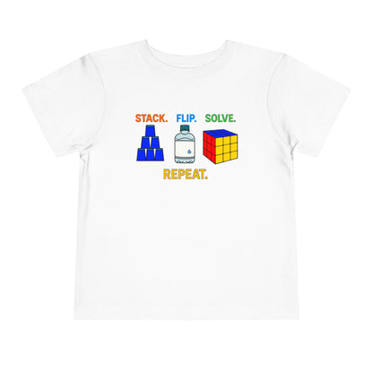 Stack Flip Solve Repeat - Rubik's Cube - Trick Shot Art  Toddler Short Sleeve T-Shirt