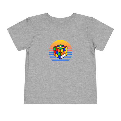 Rubik's Cube Shirt Sunset Solve Toddler Short Sleeve T-Shirt| Fun Cubing Shirt