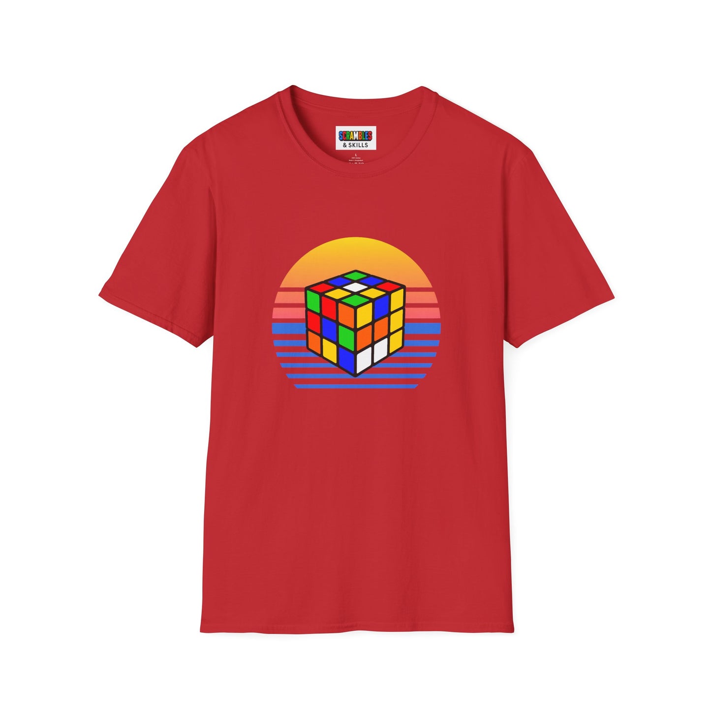 Rubik's Cube Shirt Sunset Solve Unisex Graphic Softstyle T-Shirt| Fun Cubing Shirt