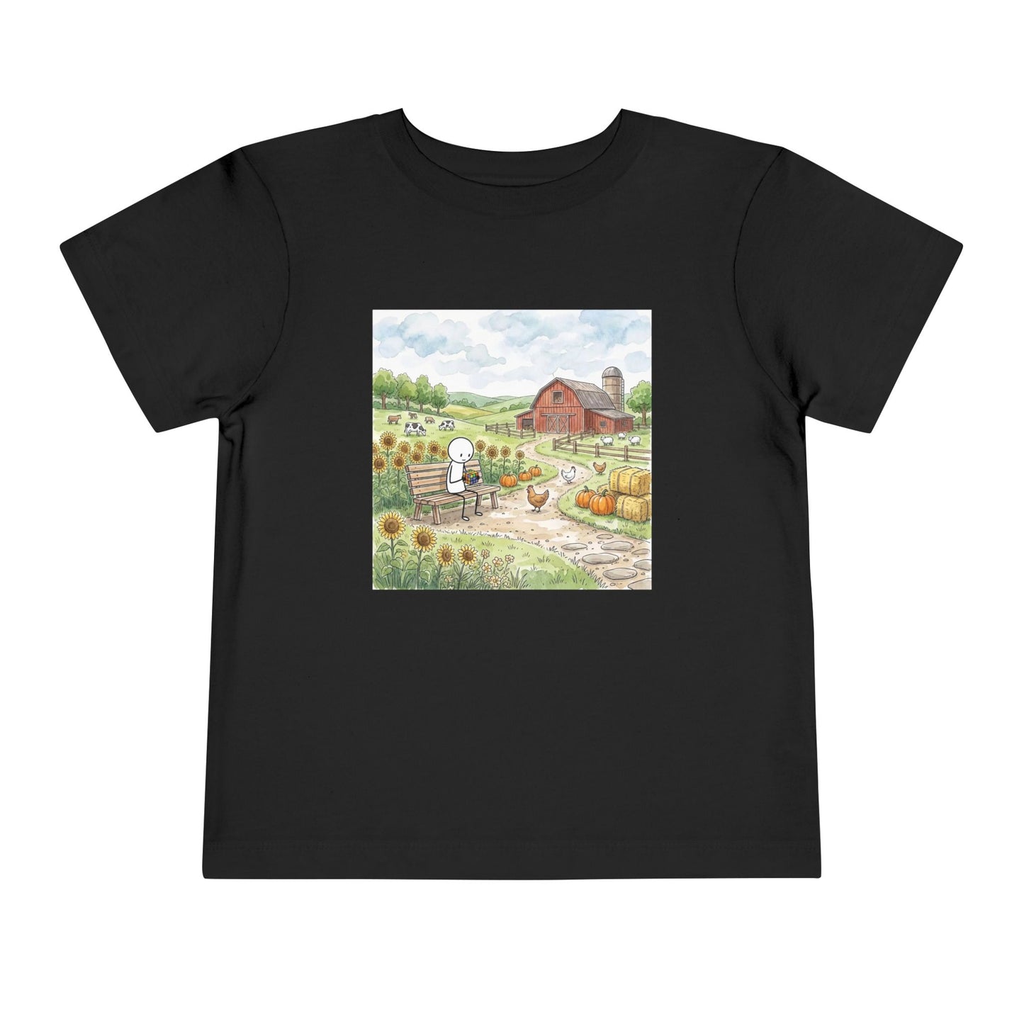 Farm Watercolor - Rubik's Cube Art  Toddler Short Sleeve T-Shirt