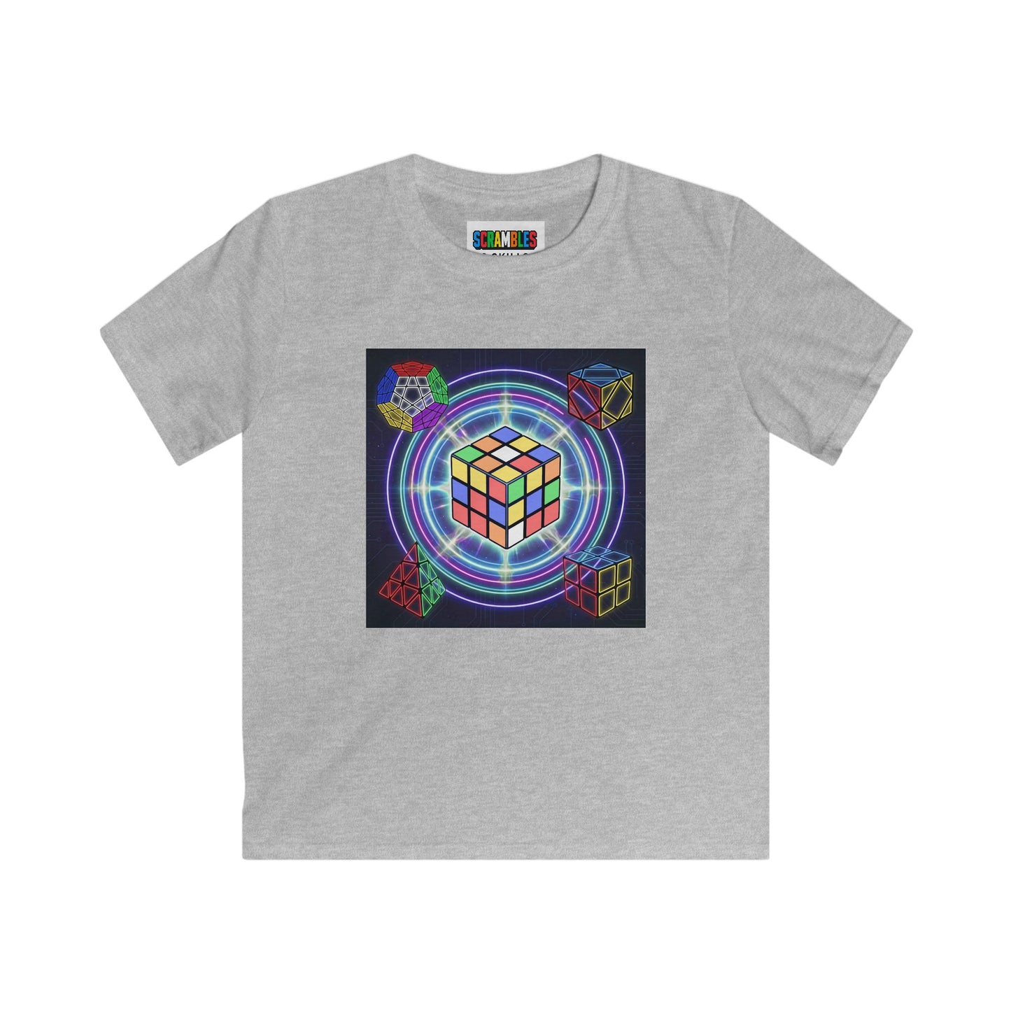 Cosmic Charge - Rubik's Cube Art  Kids Softstyle Tee