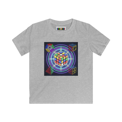 Cosmic Charge - Rubik's Cube Art  Kids Softstyle Tee