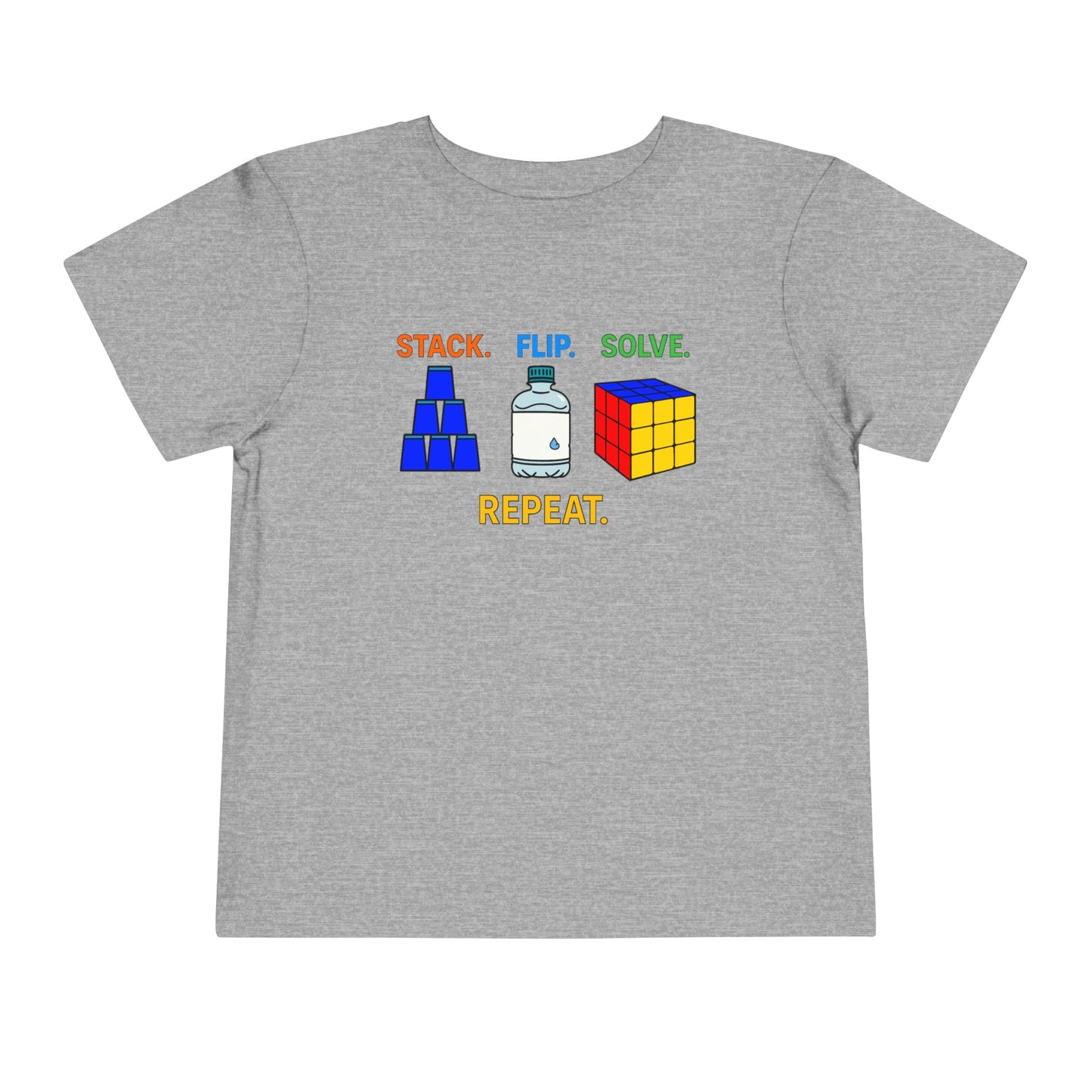 Stack Flip Solve Repeat - Rubik's Cube - Trick Shot Art  Toddler Short Sleeve T-Shirt
