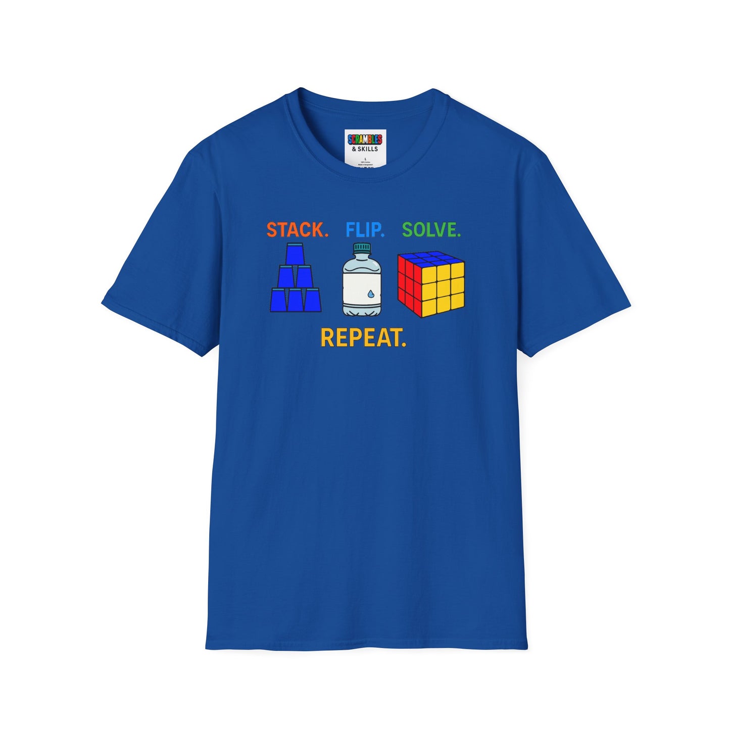 ⚡ Express - Flip Stack Solve Repeat Unisex Graphic Softstyle T-Shirt