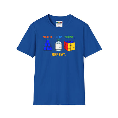 ⚡ Express - Flip Stack Solve Repeat Unisex Graphic Softstyle T-Shirt