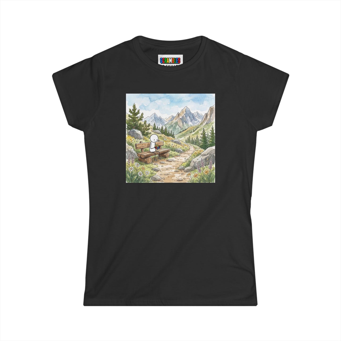 Mountain Watercolor -Rubik's Cube Art  Women's Softstyle T-Shirt