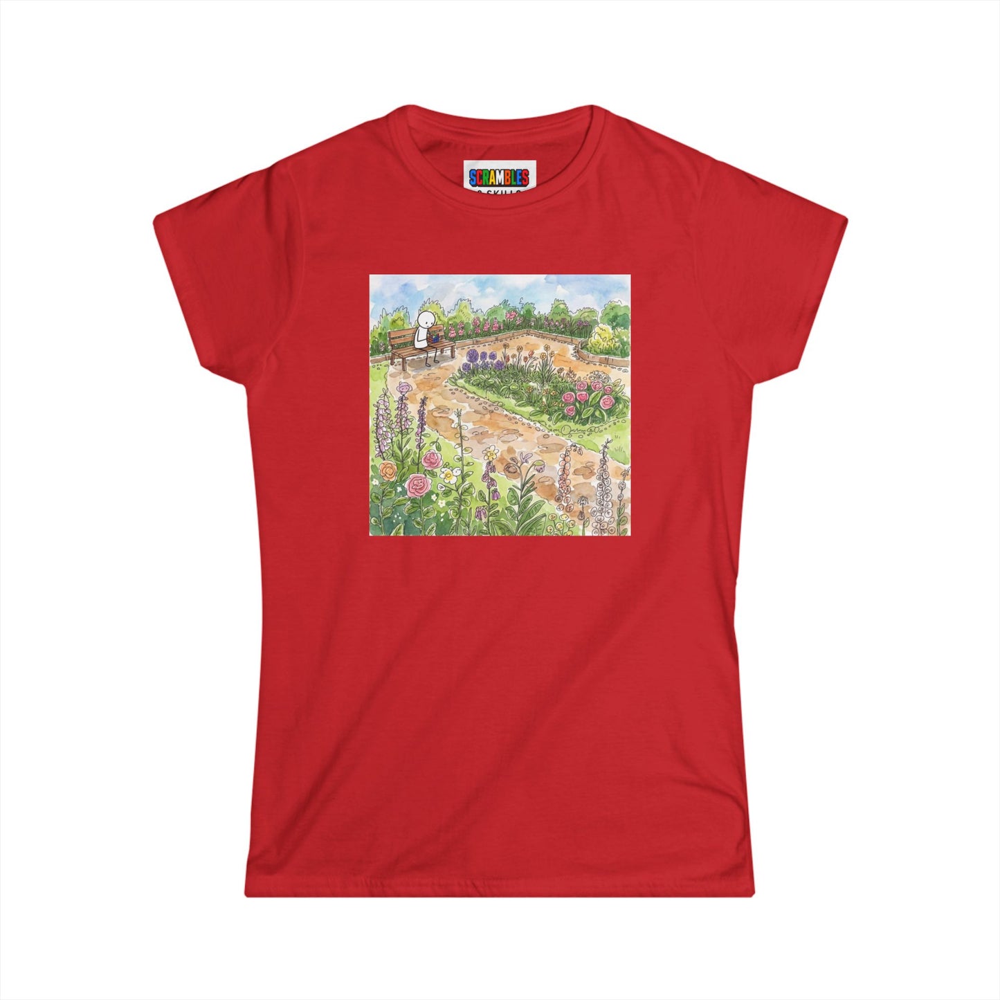 Garden Watercolor -Rubik's Cube Art  Women's Softstyle T-Shirt