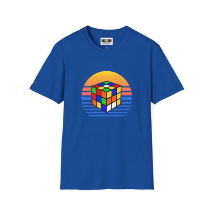Rubik's Cube Shirt Sunset Solve Unisex Graphic Softstyle T-Shirt| Fun Cubing Shirt