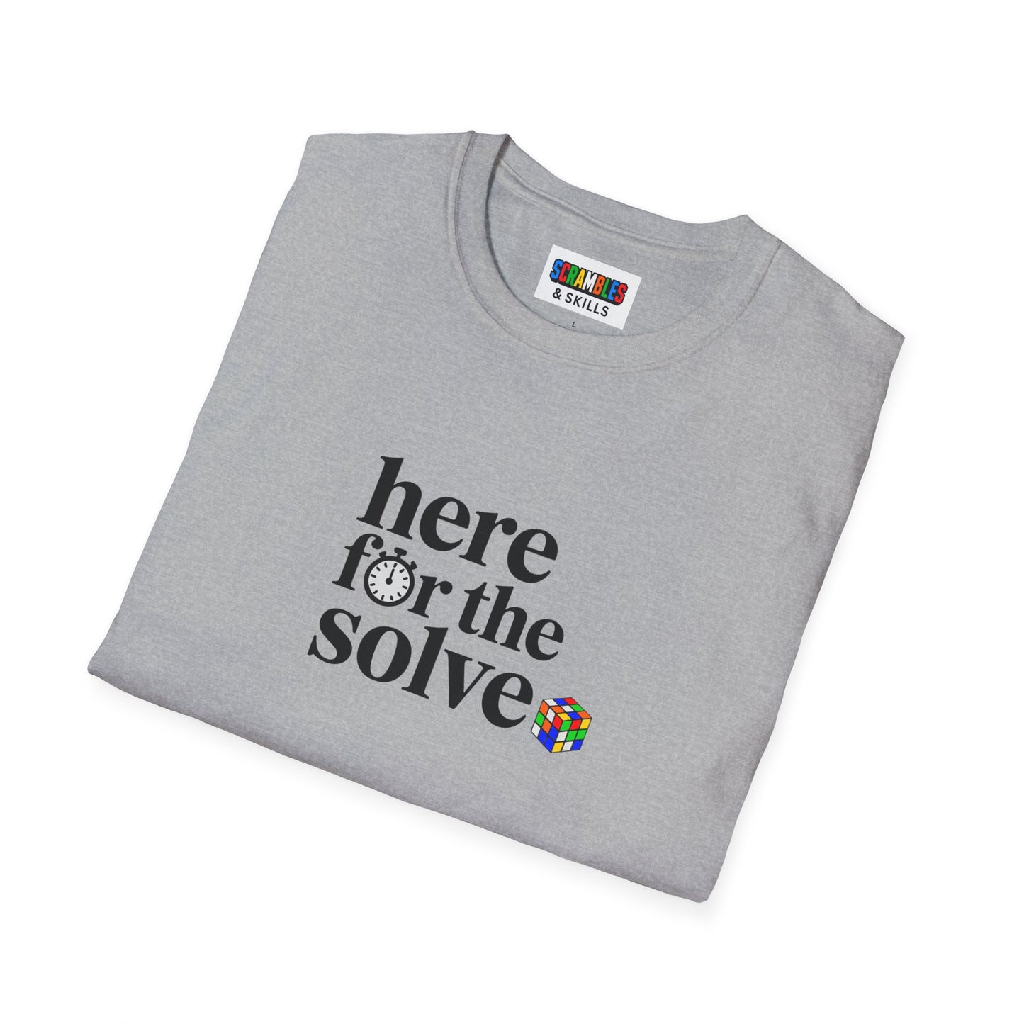 Here For The Solve - Rubik's Cube Art Unisex Graphic Softstyle T-Shirt