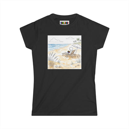 Beach Watercolor -Rubik's Cube Art Women's Softstyle T-Shirt