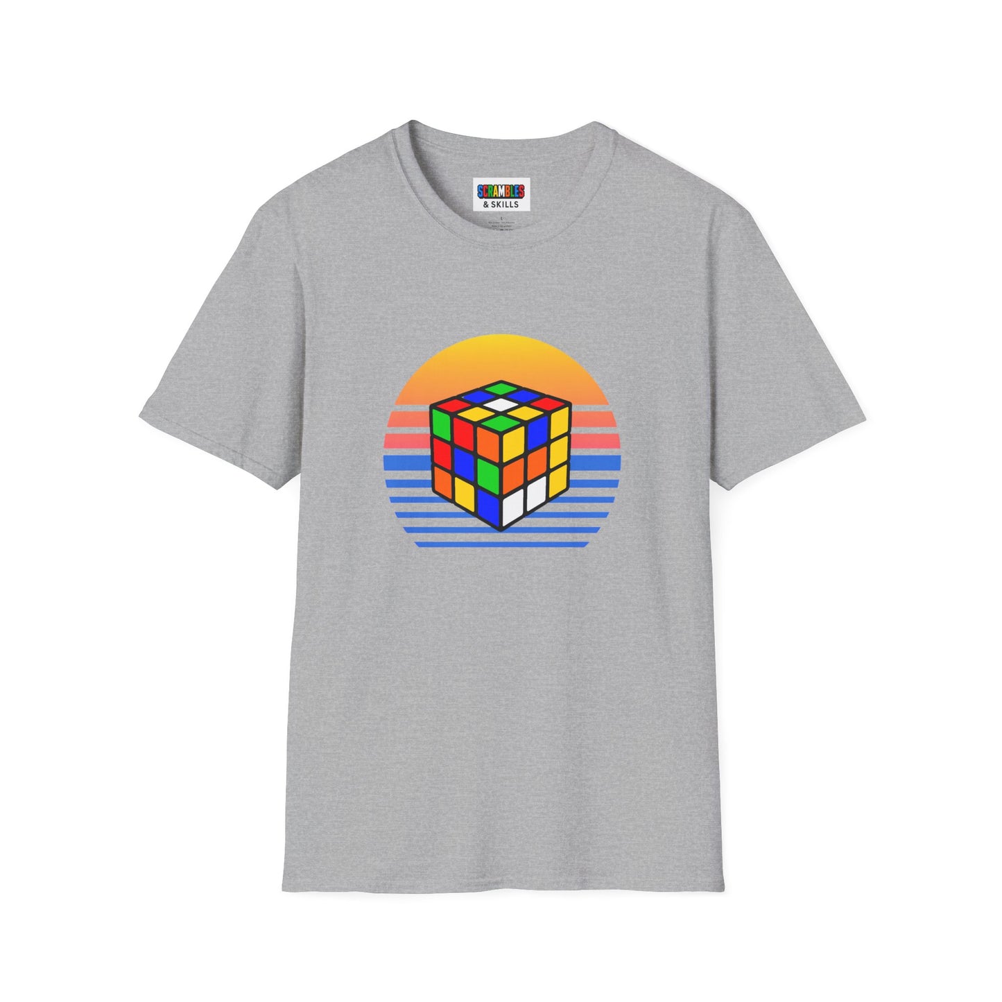 Rubik's Cube Shirt Sunset Solve Unisex Graphic Softstyle T-Shirt| Fun Cubing Shirt