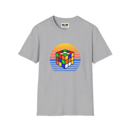 Rubik's Cube Shirt Sunset Solve Unisex Graphic Softstyle T-Shirt| Fun Cubing Shirt