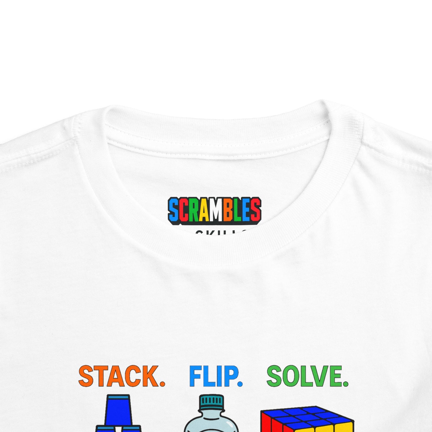 Stack Flip Solve Repeat - Rubik's Cube - Trick Shot Art  Toddler Short Sleeve T-Shirt