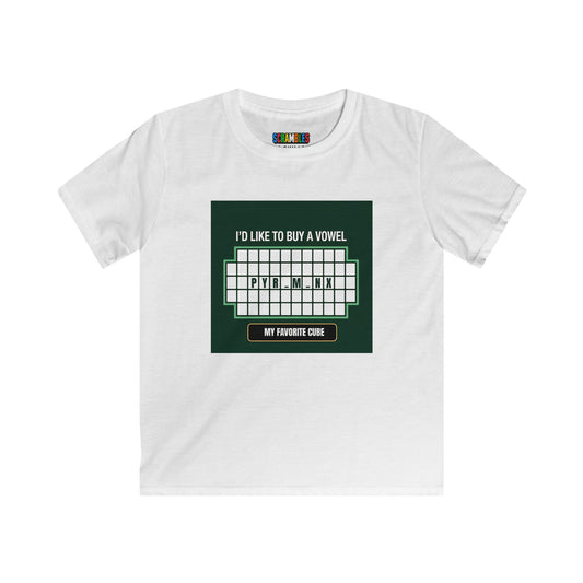 Pyraminx Vowel  - Rubik's Cube Art Kids Softstyle Tee
