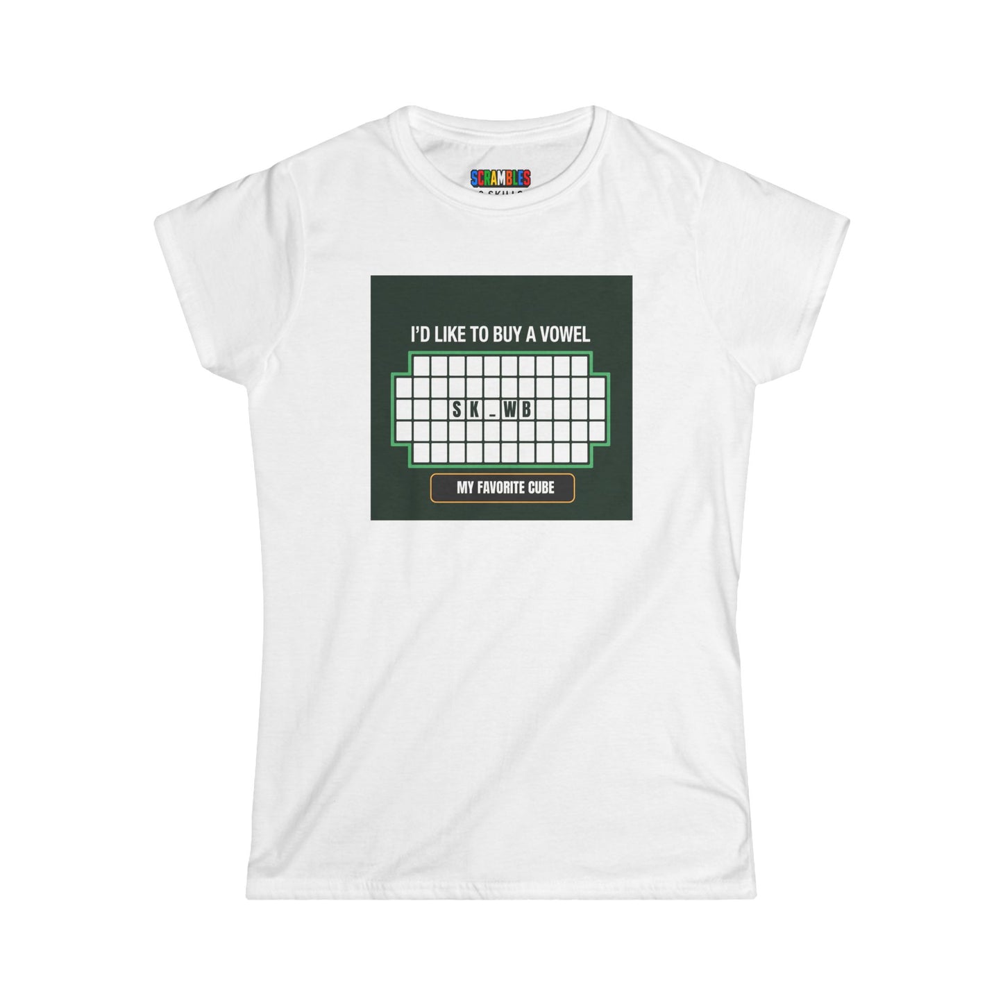 Skewb - Vowel  - Rubik's Cube Art Women's Softstyle T-Shirt