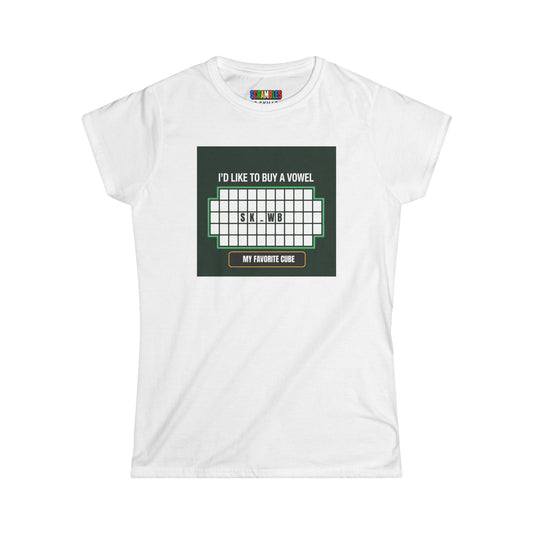 Skewb - Vowel  - Rubik's Cube Art Women's Softstyle T-Shirt